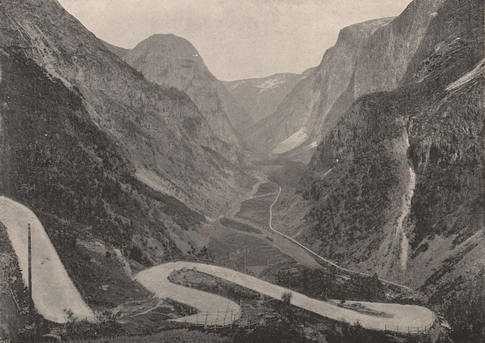 STALHEIM. The Zig-Zag road and waterfalls. Norway 1895 old antique print